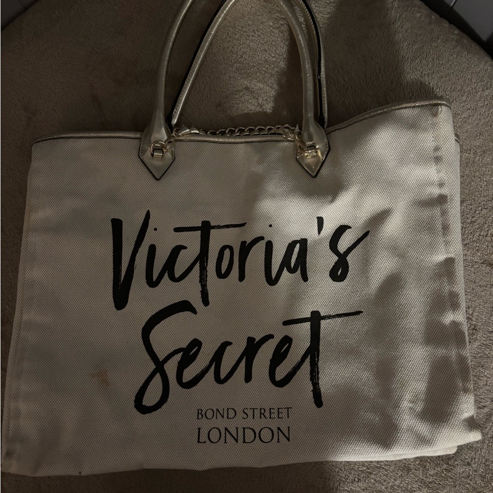 PINK Victoria's Secret Cream and Black Tote Bag